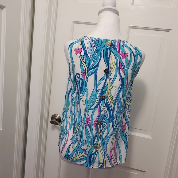 Lilly Pulitzer Iona Silk Tank Blouse Size XS, Preppy, Lightweight, Colorful - Picture 4 of 10